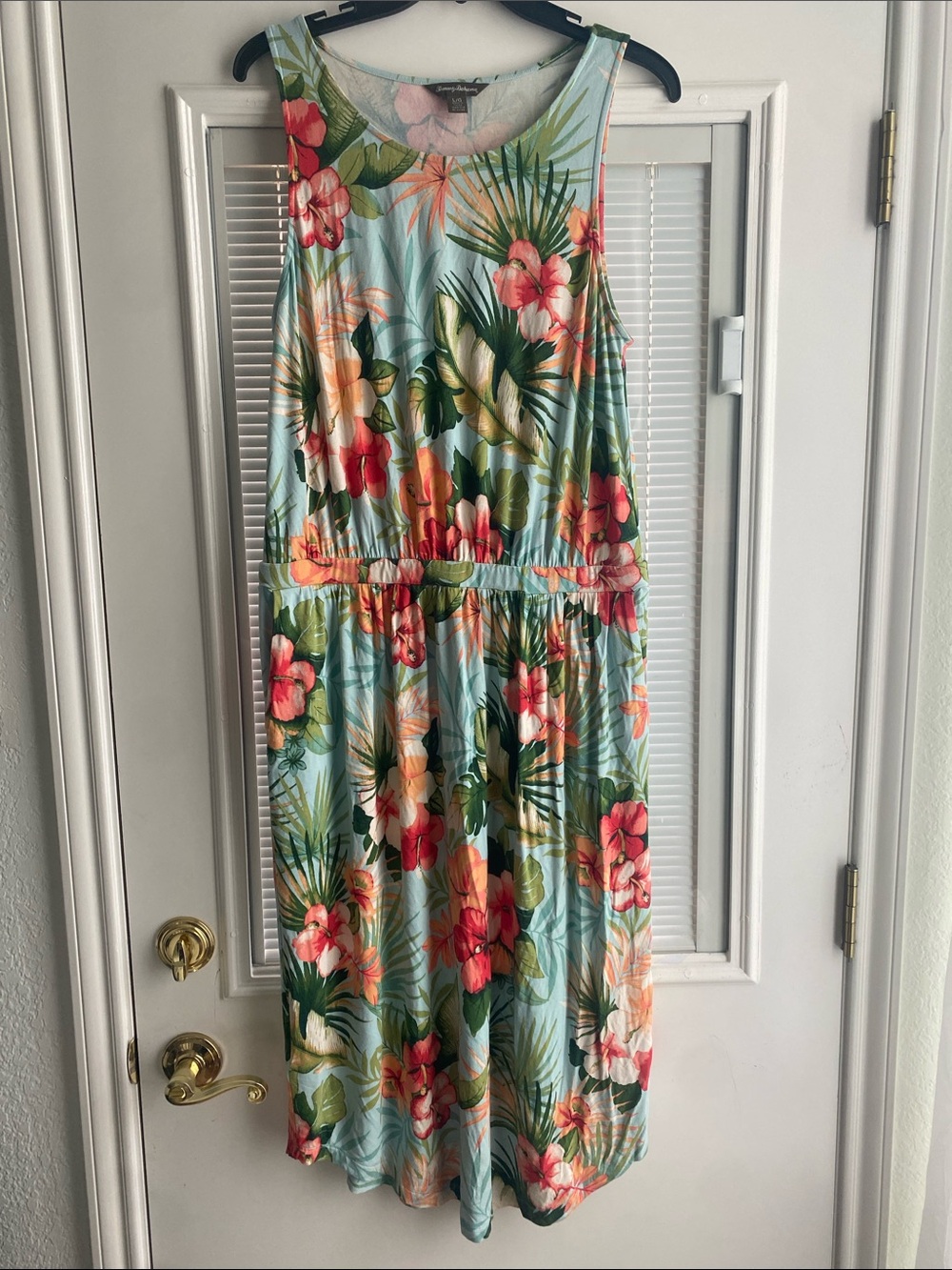 Tommy Bahama Mint Floral Sleeveless Dress with Pink & Orange Blooms
